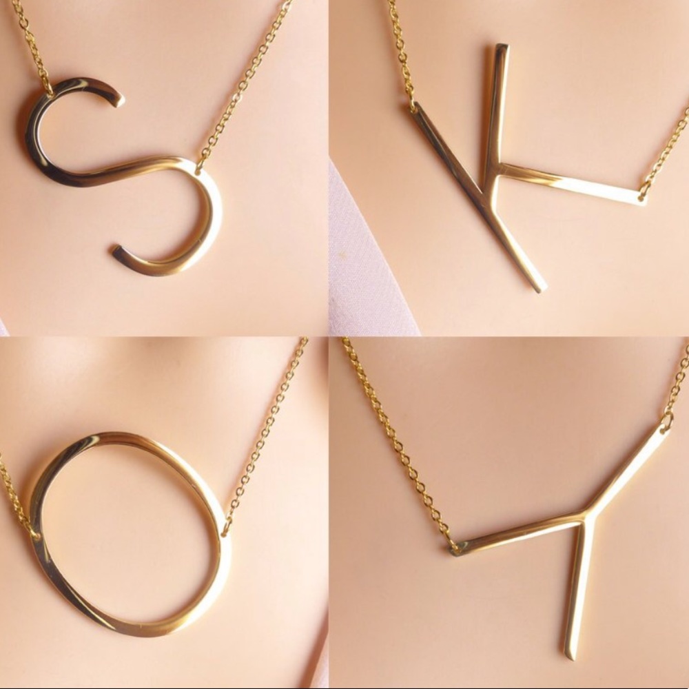 Gold tone large initial necklace (Multiple)
